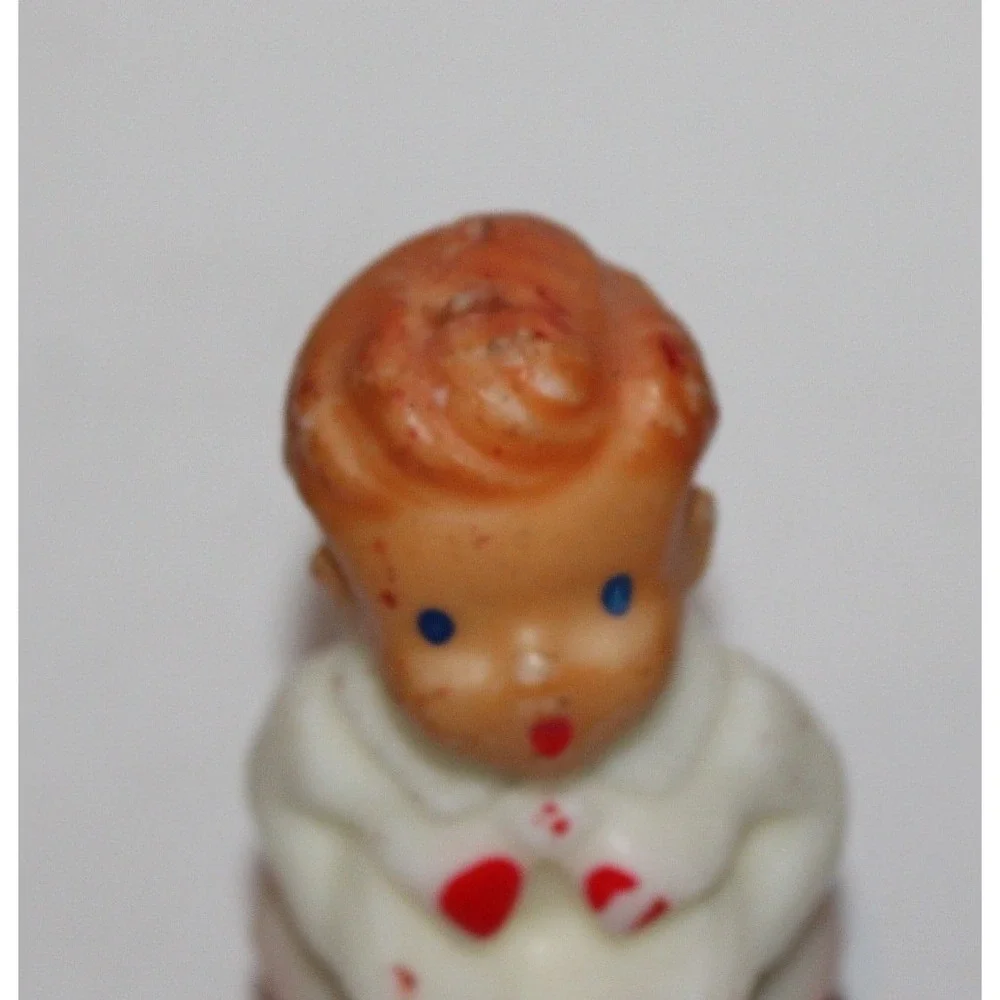 set of 5 vintage choir boy caroler candles red white wax Christmas